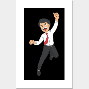 Businessman or Office Worker Jumping in Joy Posters and Art